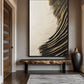 Wave White Black Gold Modern Art Framed Canvas