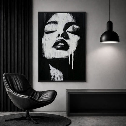 Black & White Woman Portrait Framed Canvas