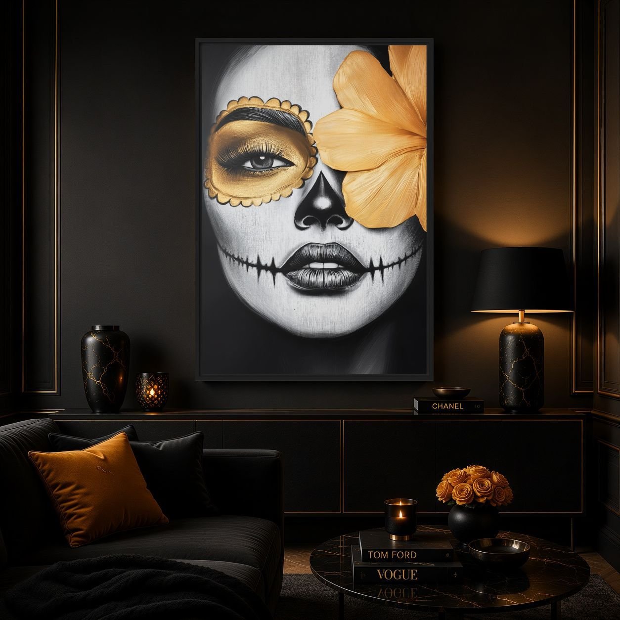 Sugar Skull Woman Portrait Framed Canvas - PaintFu
