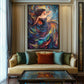 Woman In A Colorful Feather Dress Modern Art Framed Canvas