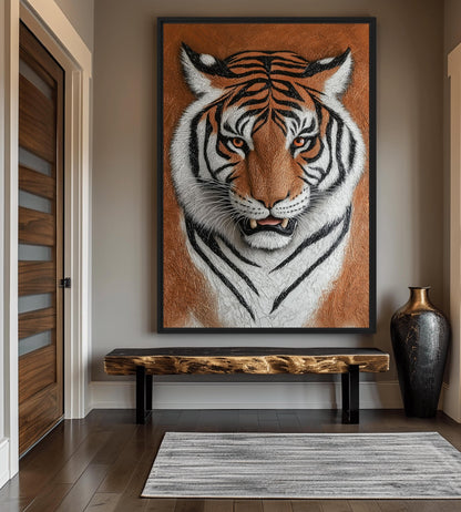 Tiger Portrait Modern Art Canvas Print Detail | PaintFu
