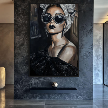 Modern Muse in Sunglasses Canvas Print Detail | PaintFu