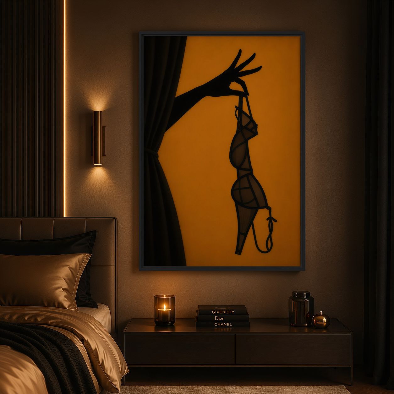 Sensual Lingerie Bra Minimalist Art Framed Canvas