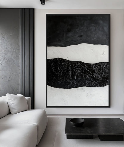 Black White Wabi Sabi Art Framed Canvas