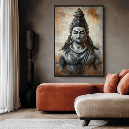 Shiva Portrait Spiritual Art Canvas Print Detail | PaintFu