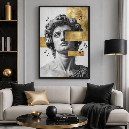 David Headphones Trendy Art Framed Canvas
