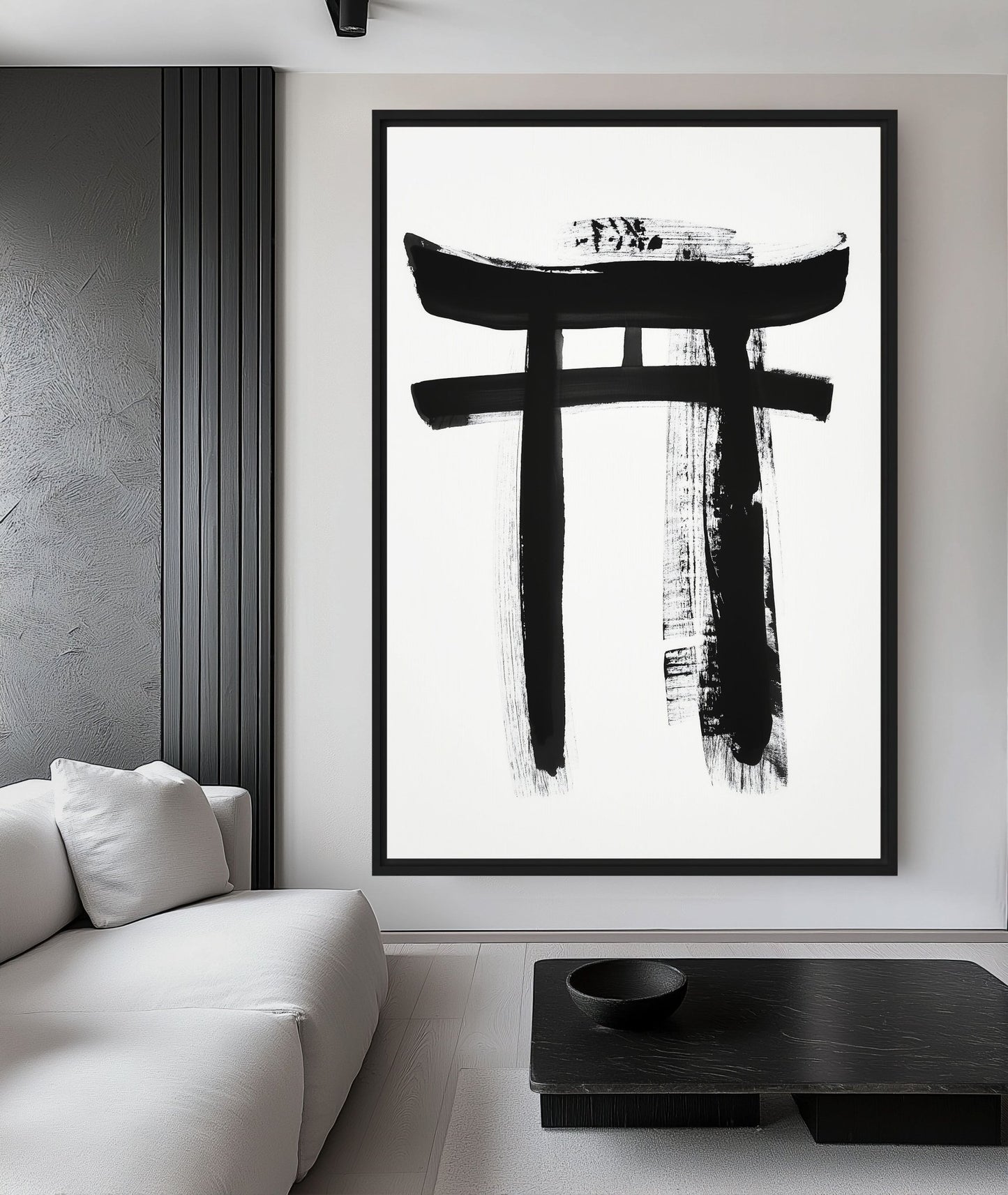 Japanese Torii Gate Minimalist Art Framed Canvas