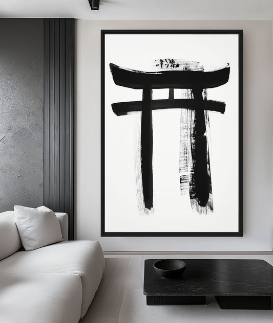 Japanese Torii Gate Minimalist Art Framed Canvas