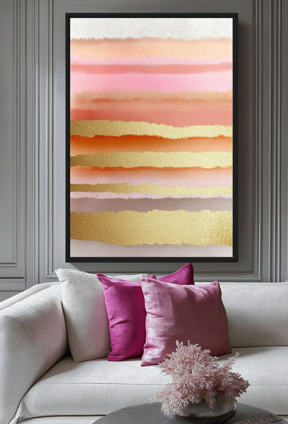 Pink & Gold Abstract Artwork Canvas Print Detail | PaintFu