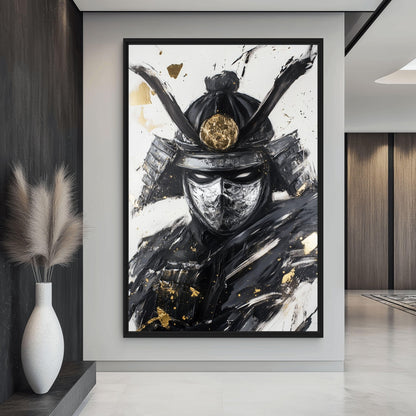 Samurai Warrior Modern Art Canvas Print Detail | PaintFu