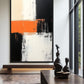 Black White Orange Modern Art Framed Canvas