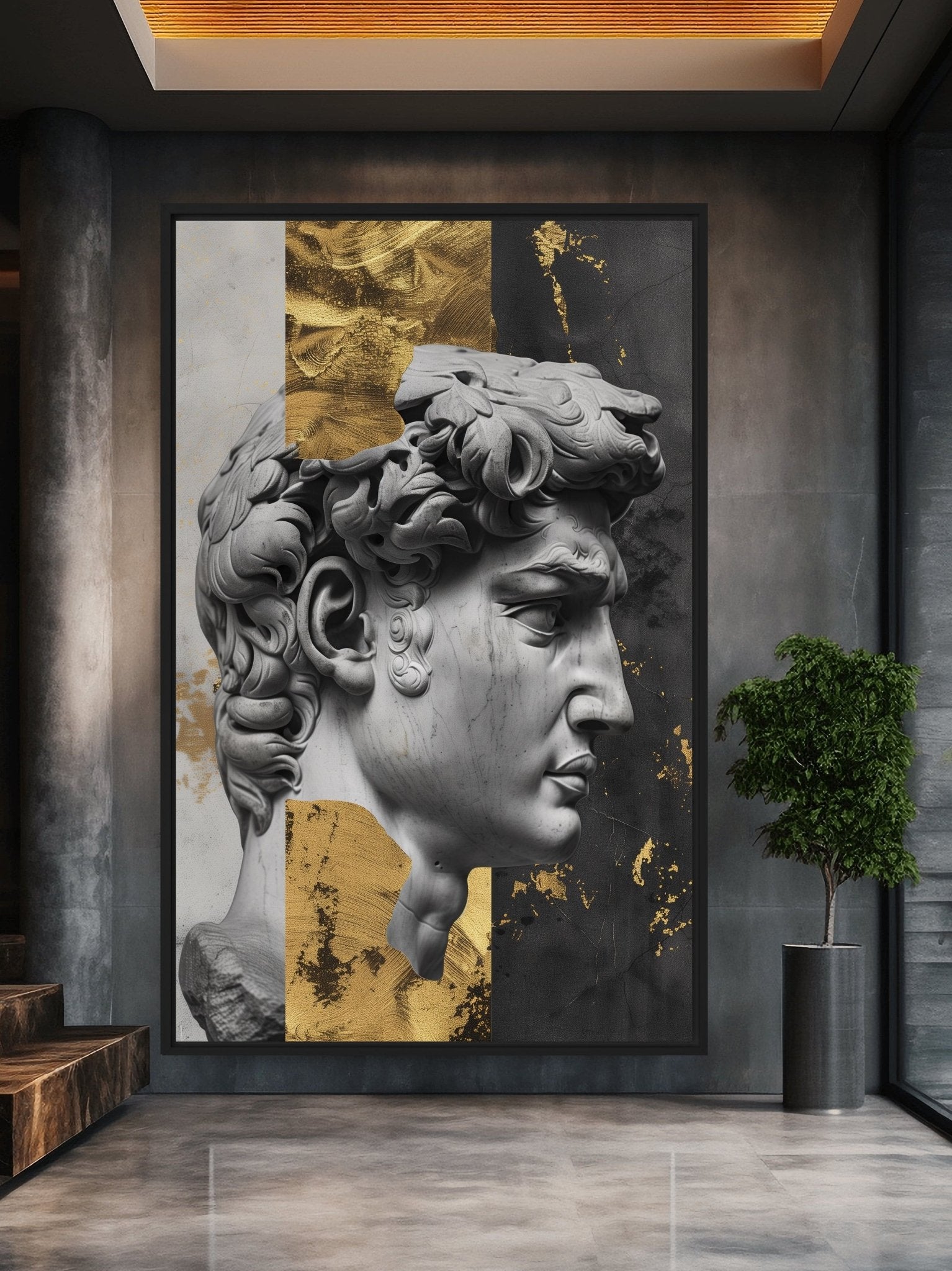 David Sculpture Greek Mythology Art Framed Canvas