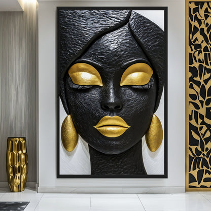 Luxury African Woman Canvas Print Detail | PaintFu