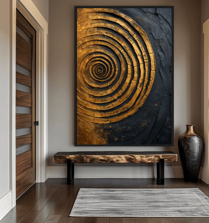 Spiral Gold Black Modern Art Digital Print