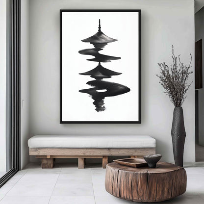 Japanese Pagoda Minimalist Art Canvas Print Detail | PaintFu