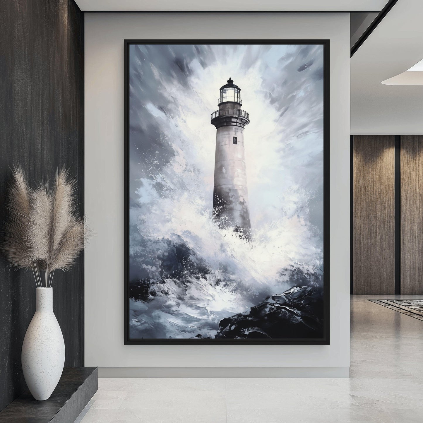 Lighthouse Nautical Art Framed Canvas