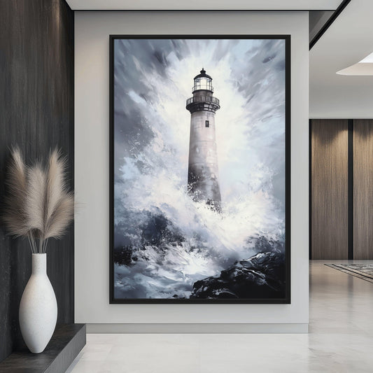Lighthouse Nautical Art Framed Canvas