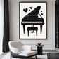Black And White Piano Minimalist Art Framed Canvas