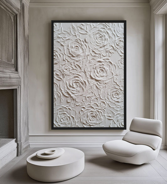 Roses Embossed Art Framed Canvas