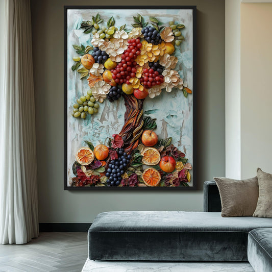 Fruit Tree Kitchen Wall Art Framed Canvas