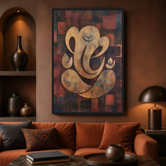 Modern Ganesha Hindu Art Framed Canvas