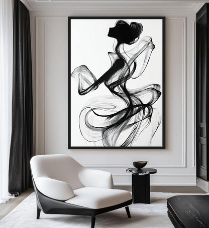 Female Figure Line Art Canvas Print Detail | PaintFu