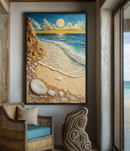 Beach Art Boho Style Canvas Print Detail | PaintFu