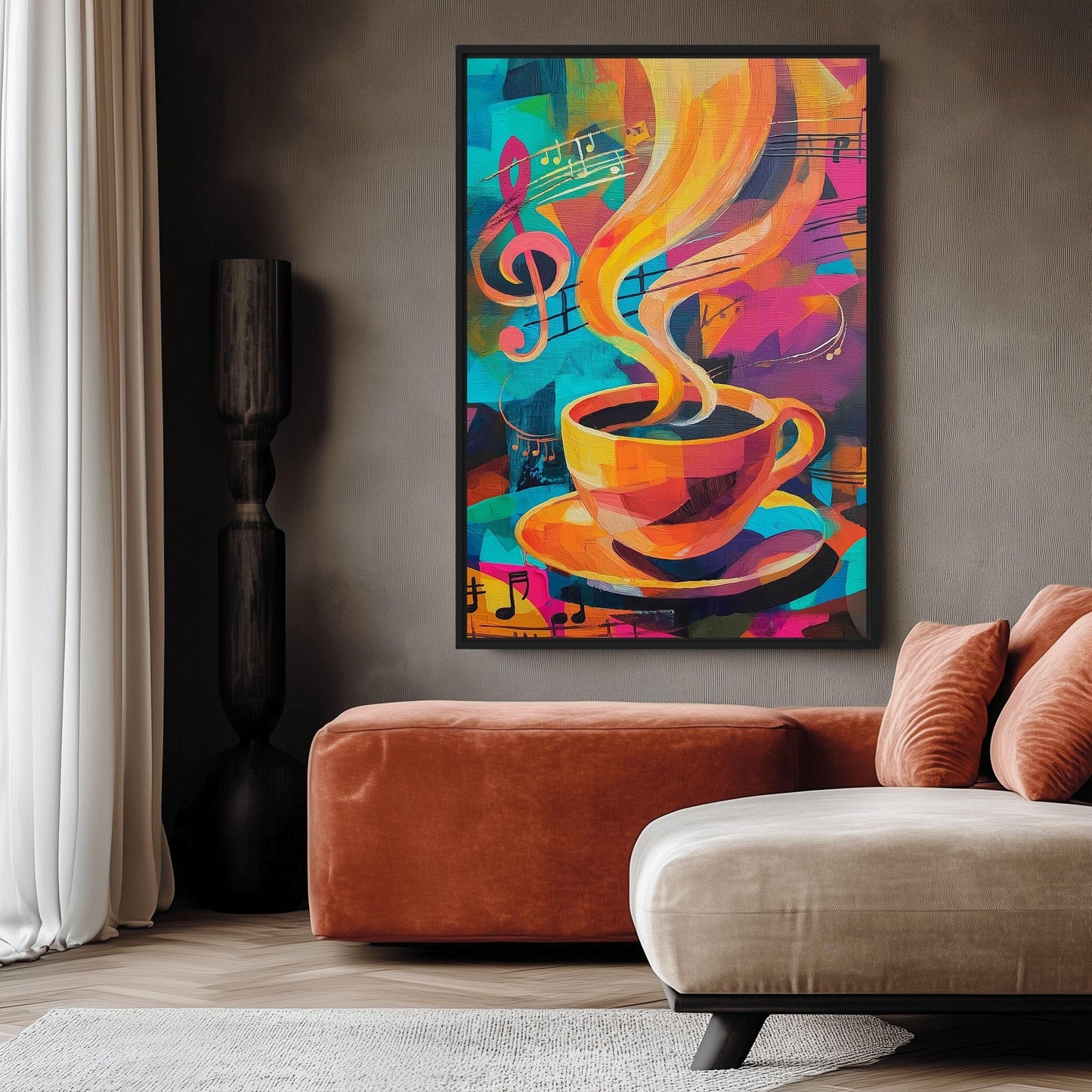 Coffee Abstract Art Framed Canvas
