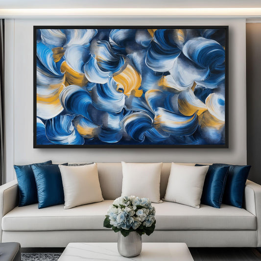 Blue Abstract Art Framed Canvas