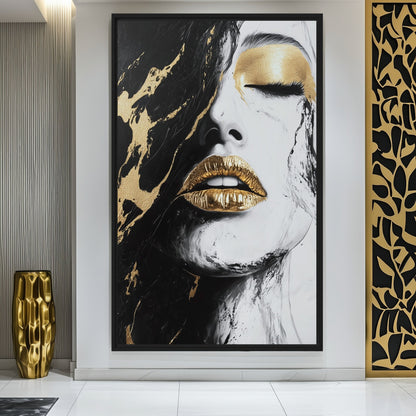 Woman Portrait Modern Art Canvas Print Detail | PaintFu