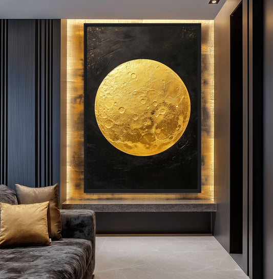 Full Moon Celestial Art Framed Canvas
