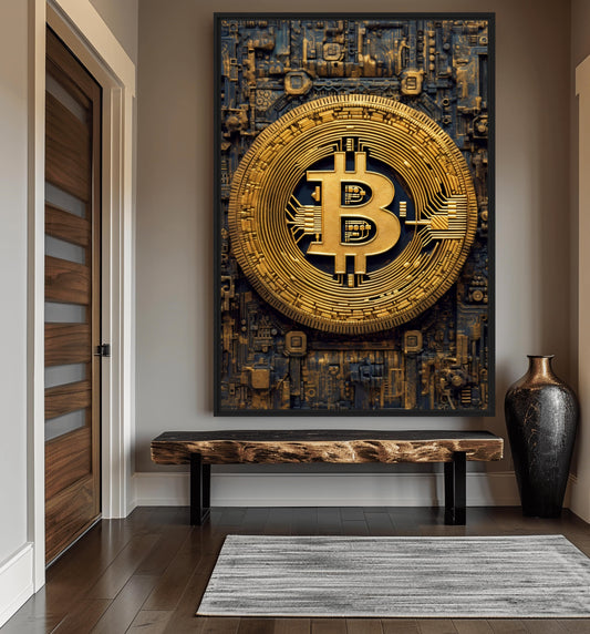 Bitcoin Crypto Art Framed Canvas - PaintFu