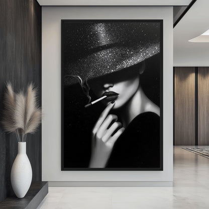 Woman Smoking Fashion Art Canvas Print Detail | PaintFu