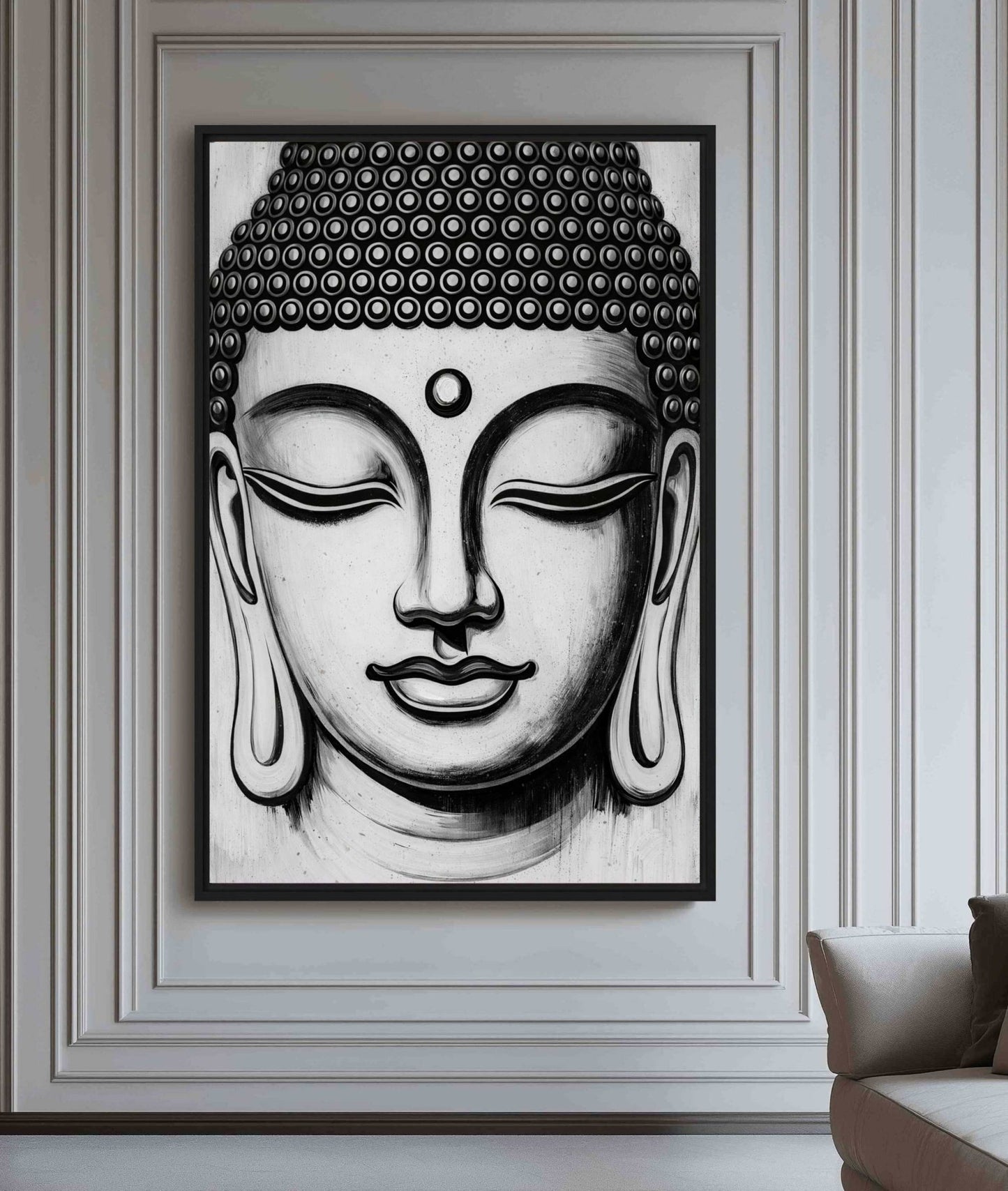 Black and White Buddha Spiritual Art Digital Print - PaintFu