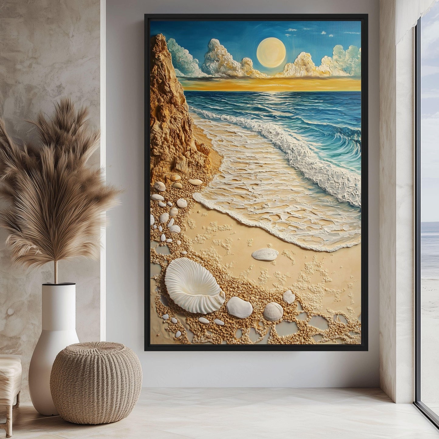 Beach Art Boho Style Framed Canvas