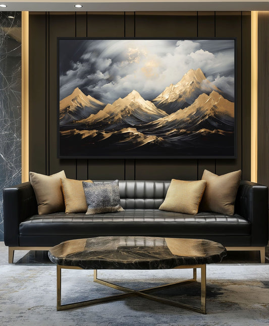 Mountains Landscape Art Framed Canvas