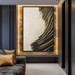 Wave White Black Gold Modern Art Framed Canvas
