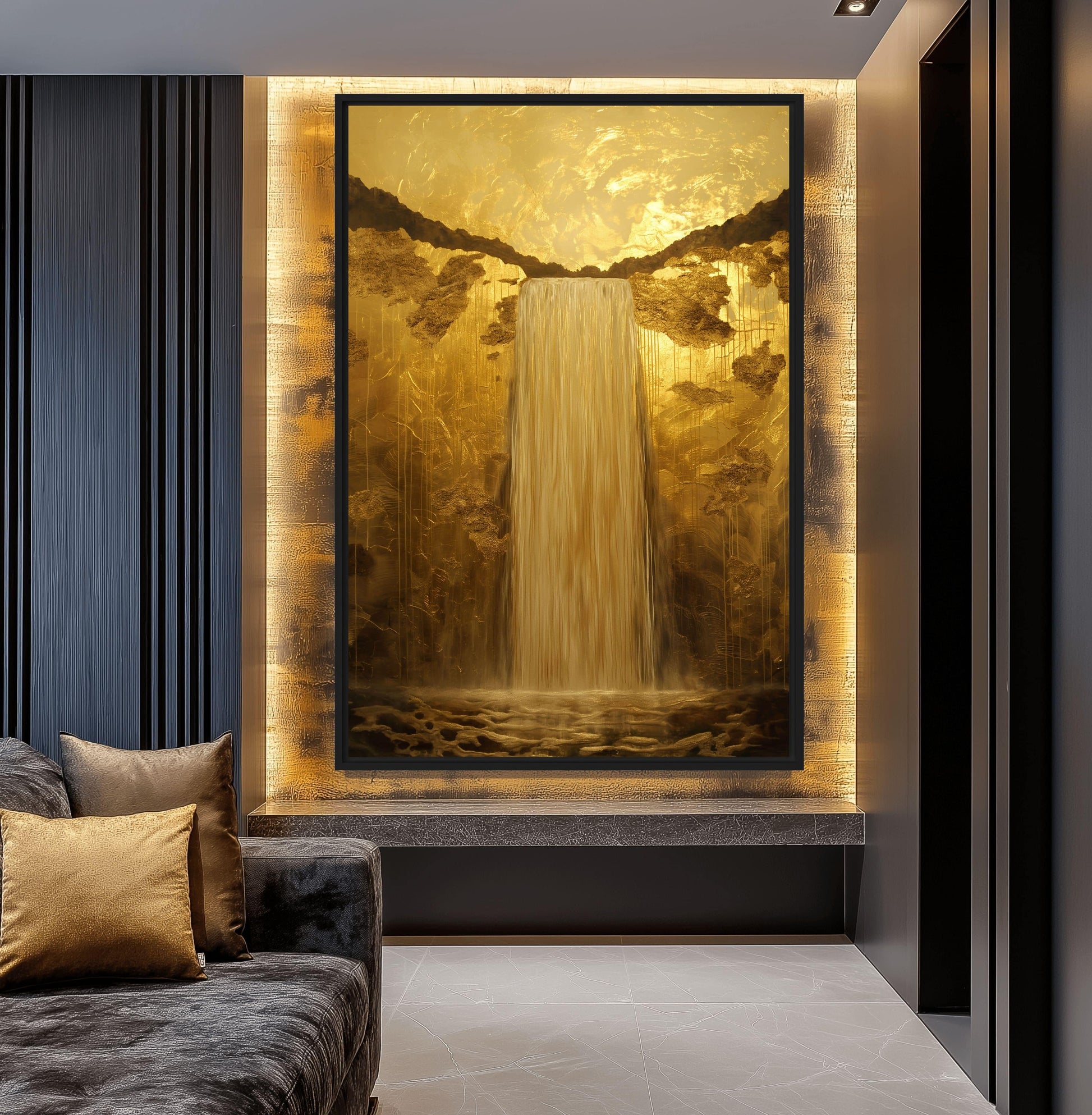 Majestic Waterfall Framed Canvas - PaintFu