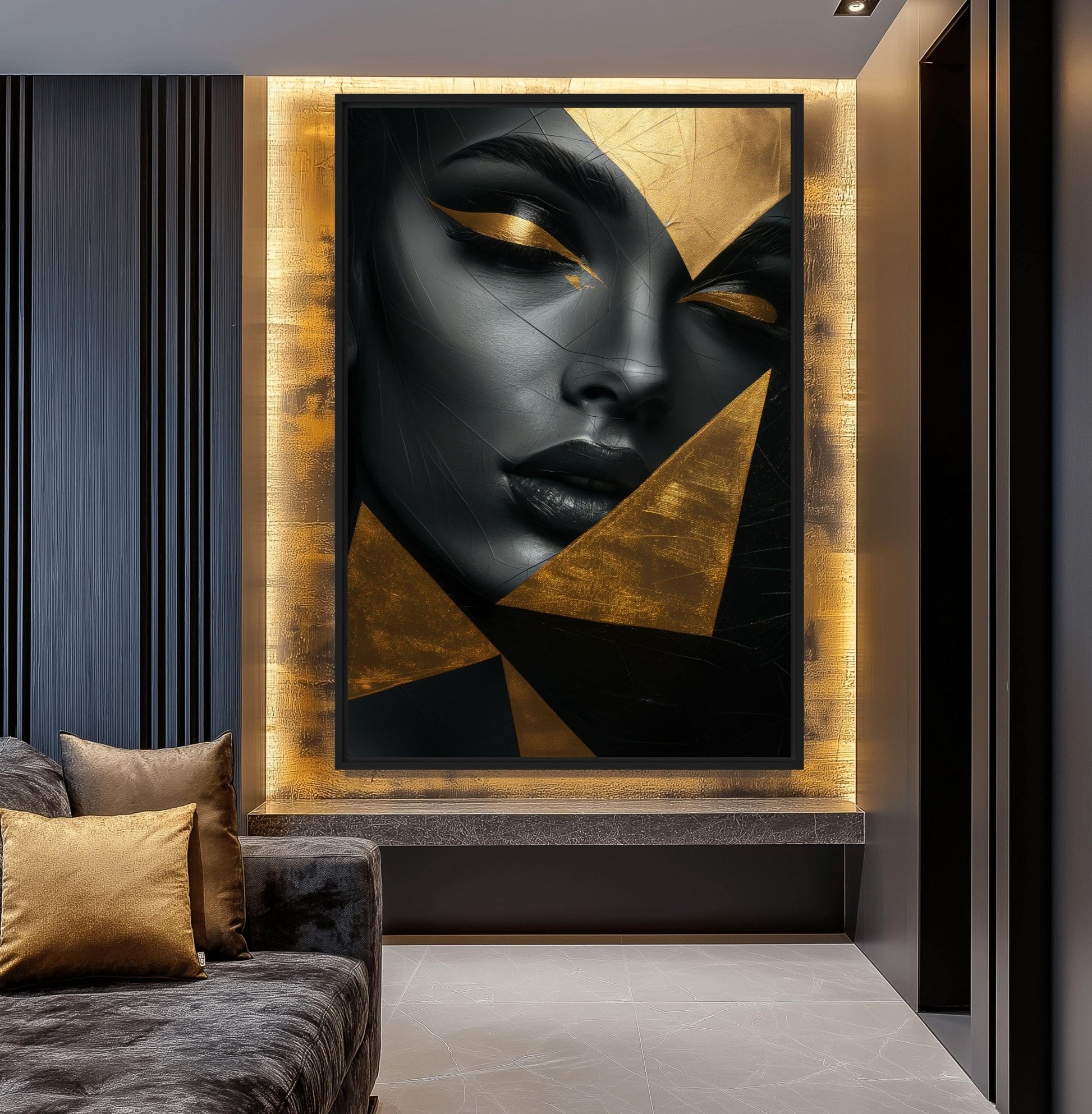 Woman In Gold Triangles Digital Print
