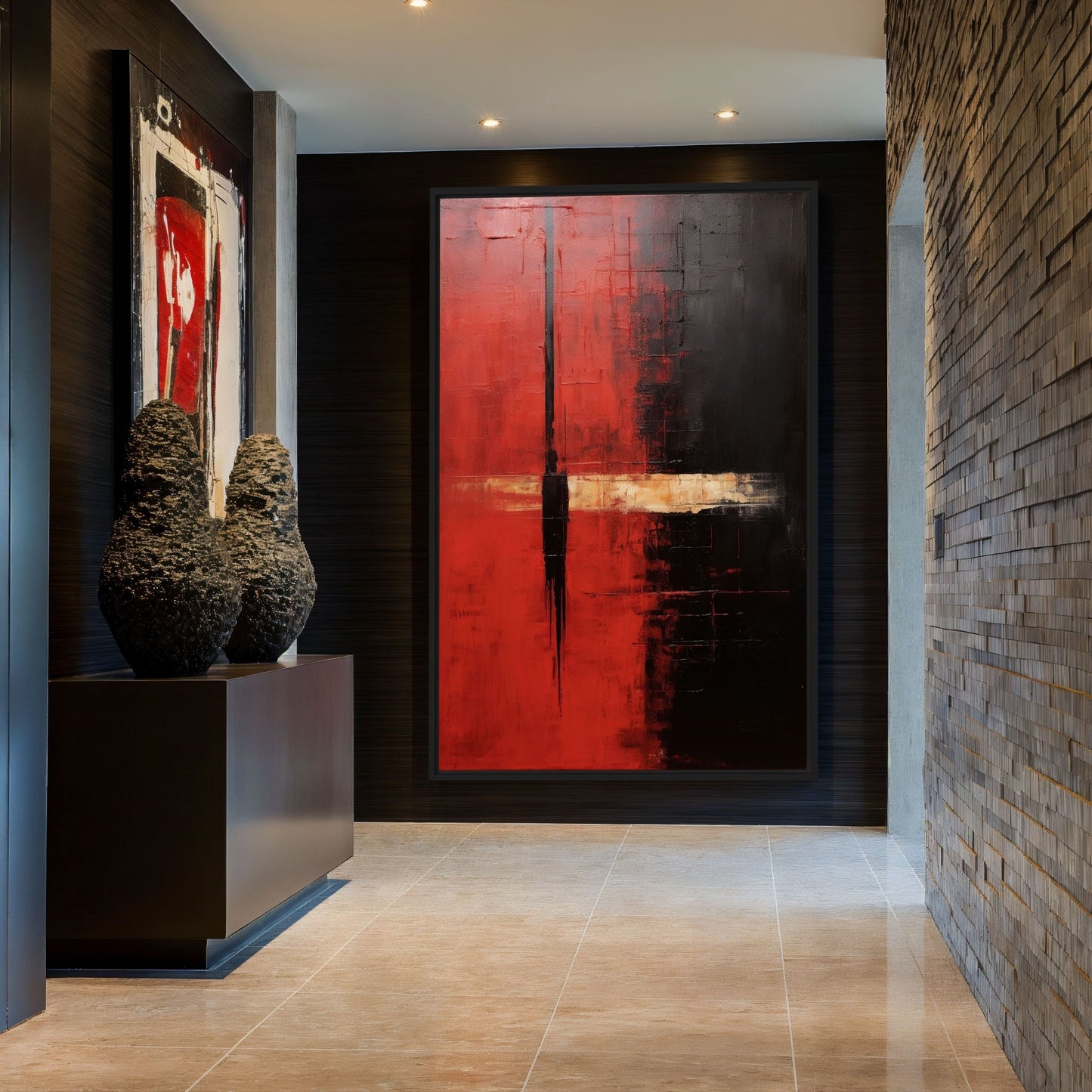 Mark Rothko Style Art Red Black Framed Canvas