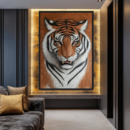 Tiger Portrait Modern Art Canvas Print Detail | PaintFu