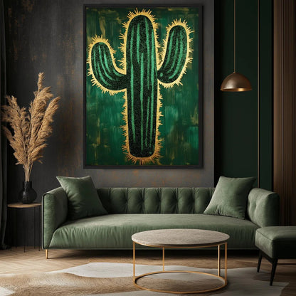 Cactus Green & Gold Modern Art Digital Print