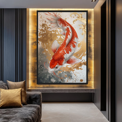 Koi Fish Japanese Folk Art Canvas Print Detail | PaintFu