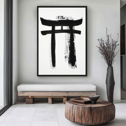 Japanese Torii Gate Minimalist Art Canvas Print Detail | PaintFu
