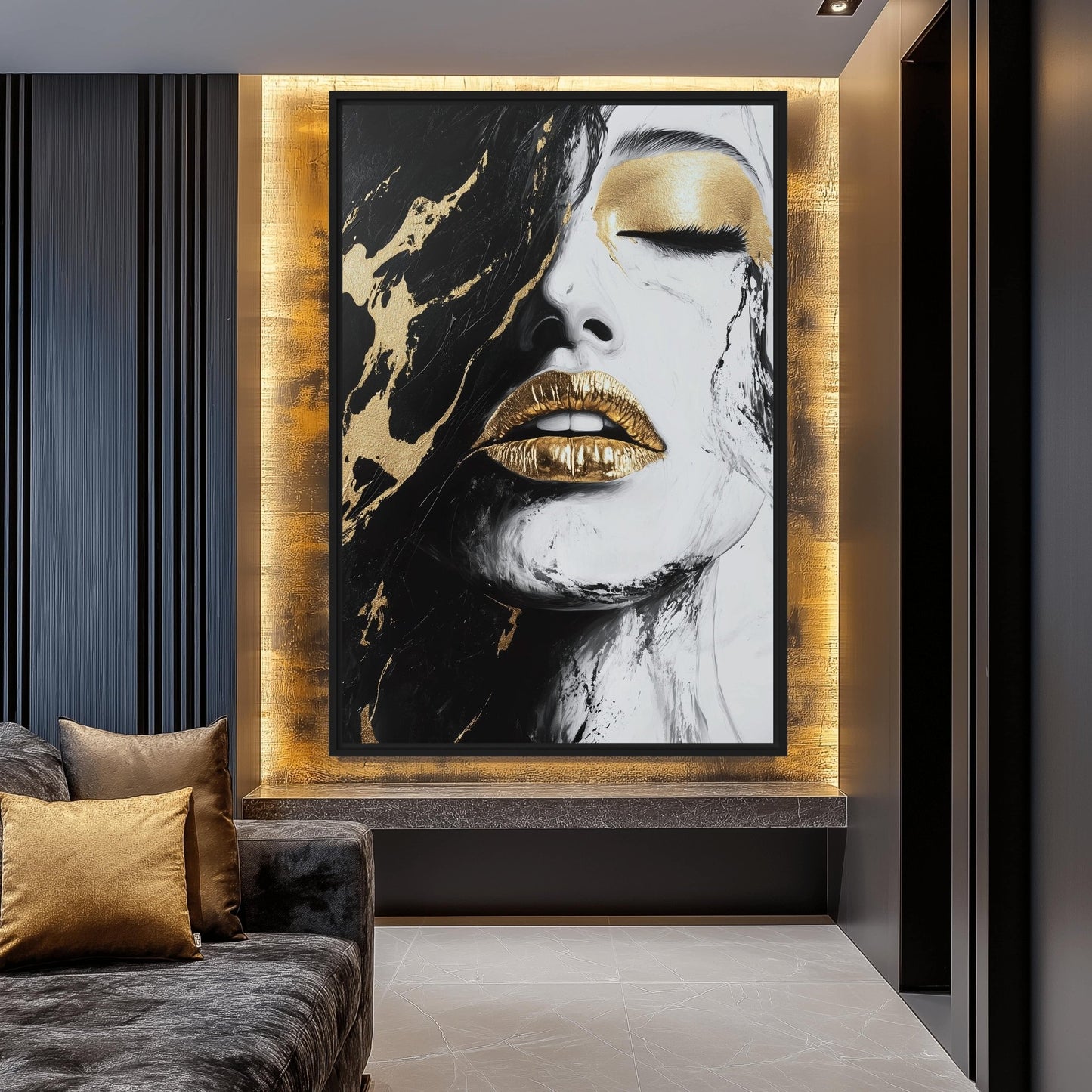 Woman Portrait Modern Art Framed Canvas