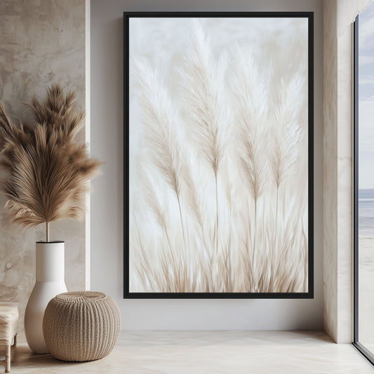 Pampas Grass Coastal Art Framed Canvas