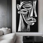 African Abstract Art Black & White Framed Canvas