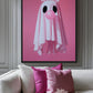 Cute Ghost Blowing Bubblegum Framed Canvas