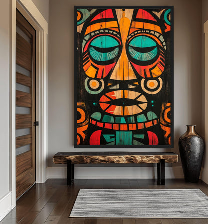 Mayan Mask Mexican Folk Art Digital Print - PaintFu