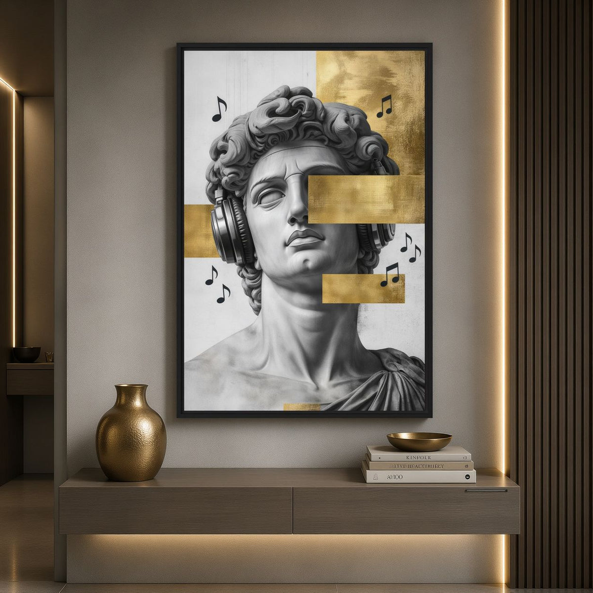 David Headphones Trendy Art Framed Canvas
